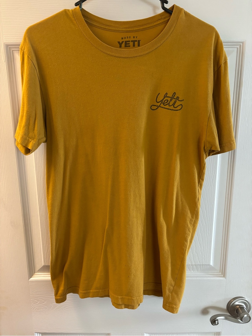 Yeti Men's Mustard Yellow Crew Neck Logo Tee